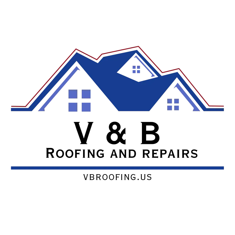 V&B Roofing and Repairs logo with a blue roofline mark